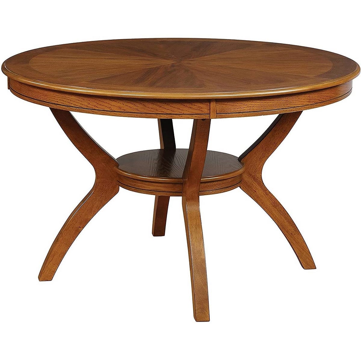 Modern 48-inch Round Dining Table in Medium Walnut Wood Finish ...