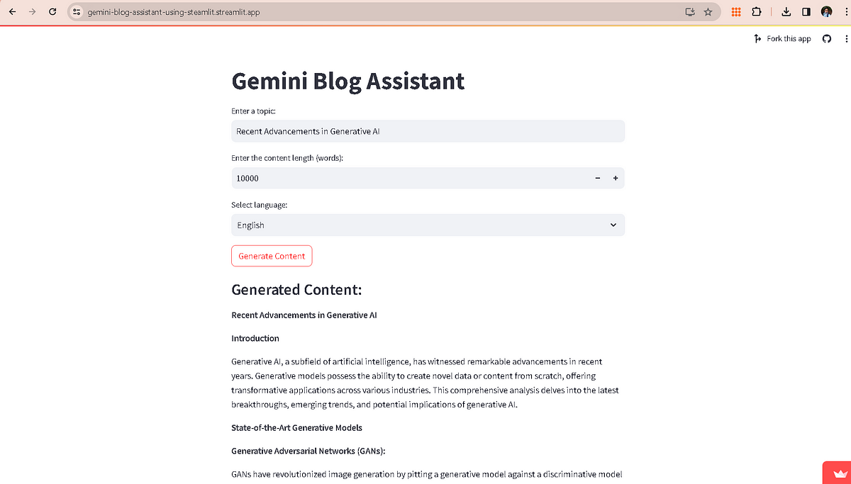 How do I create an AI blog assistant using the Gemini Pro API and ... image.