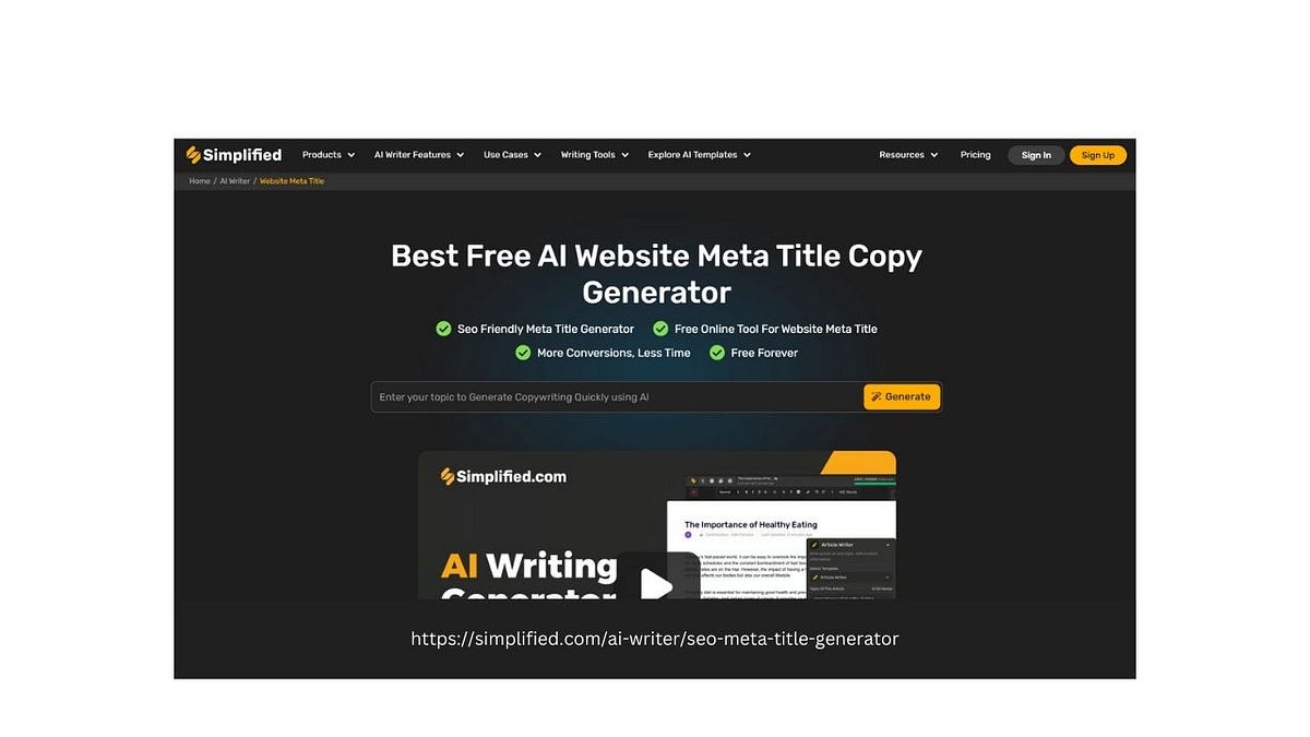 Simplified Seo Meta Title Generator Free Ai Solution For Improved Simplified Seo Meta Title Generator Free Ai Solution For Improved