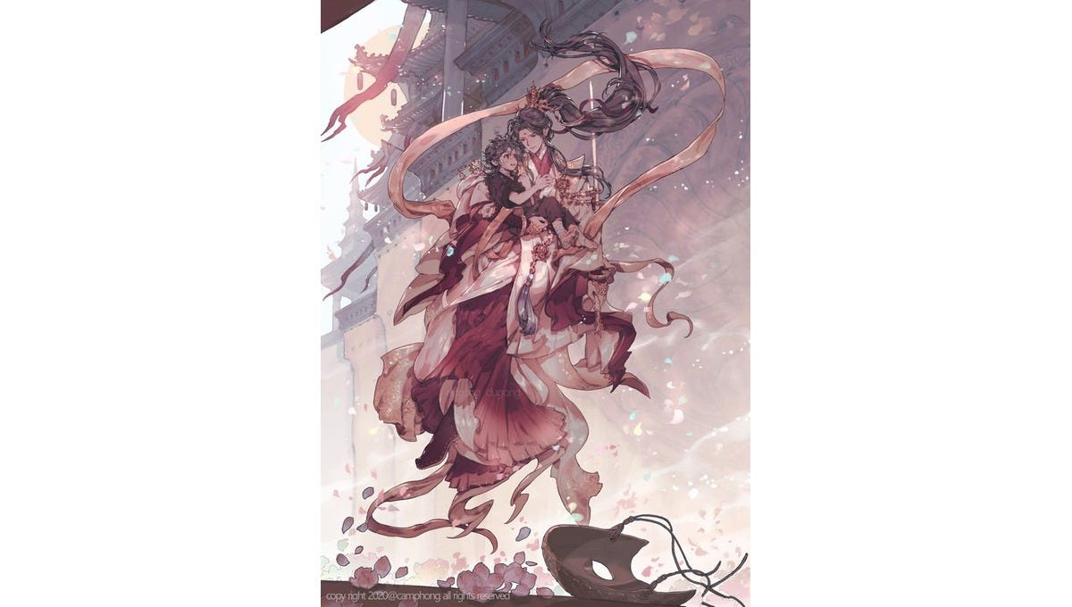 Xie Lian and young Hua Cheng, TGCF, Credit: Heaven Official’s Blessing Wiki