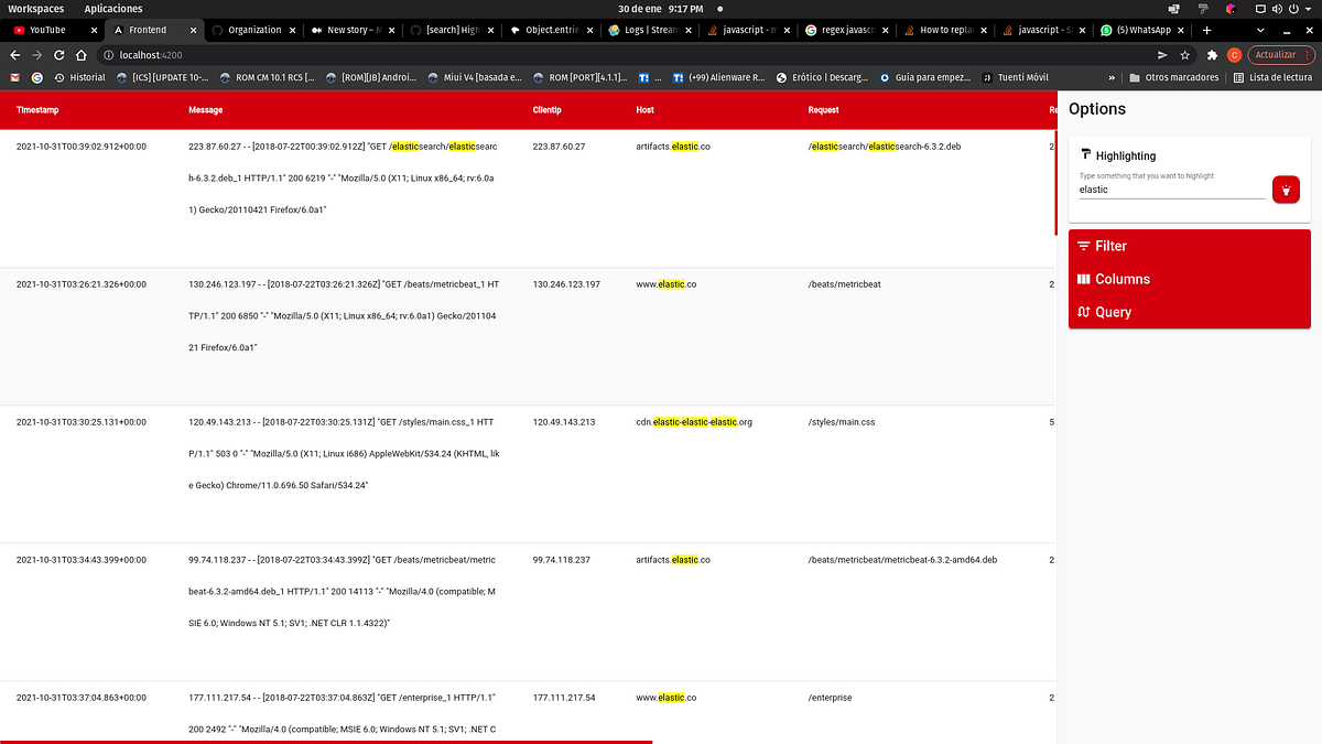 13ElasticSearchLogs Highlighting finally working Cristian De