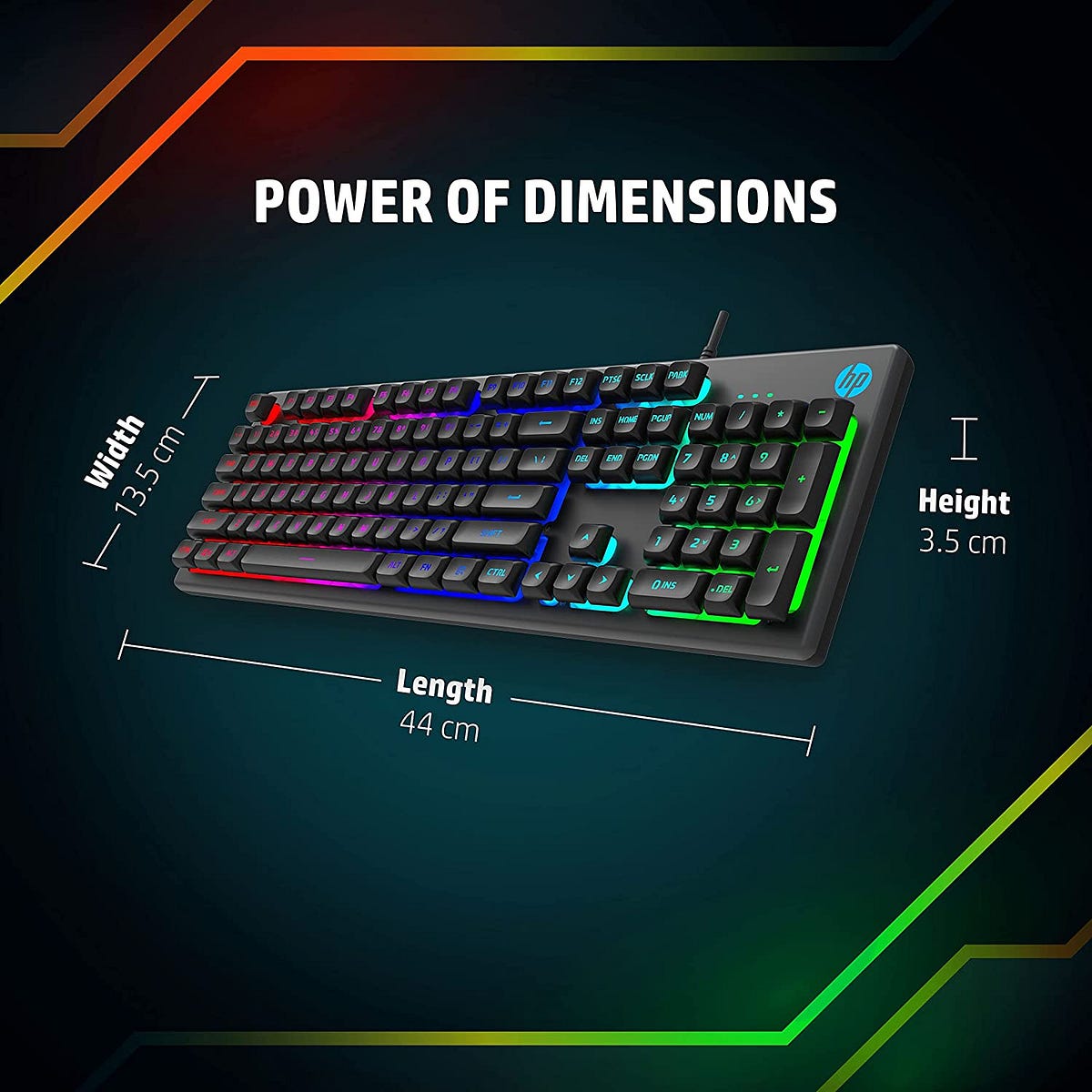 HP K500F Backlit Membrane Wired Gaming Keyboard with Mixed Color