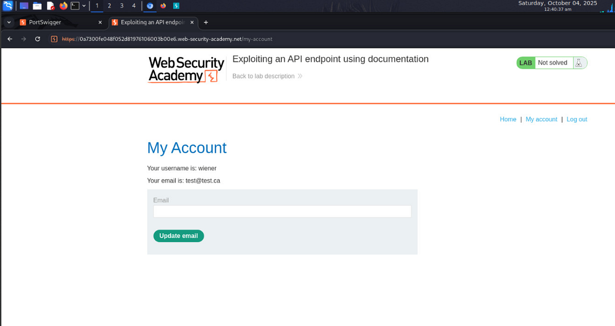 Exploiting An Api Endpoint Using Documentation Lab1 Portswigger