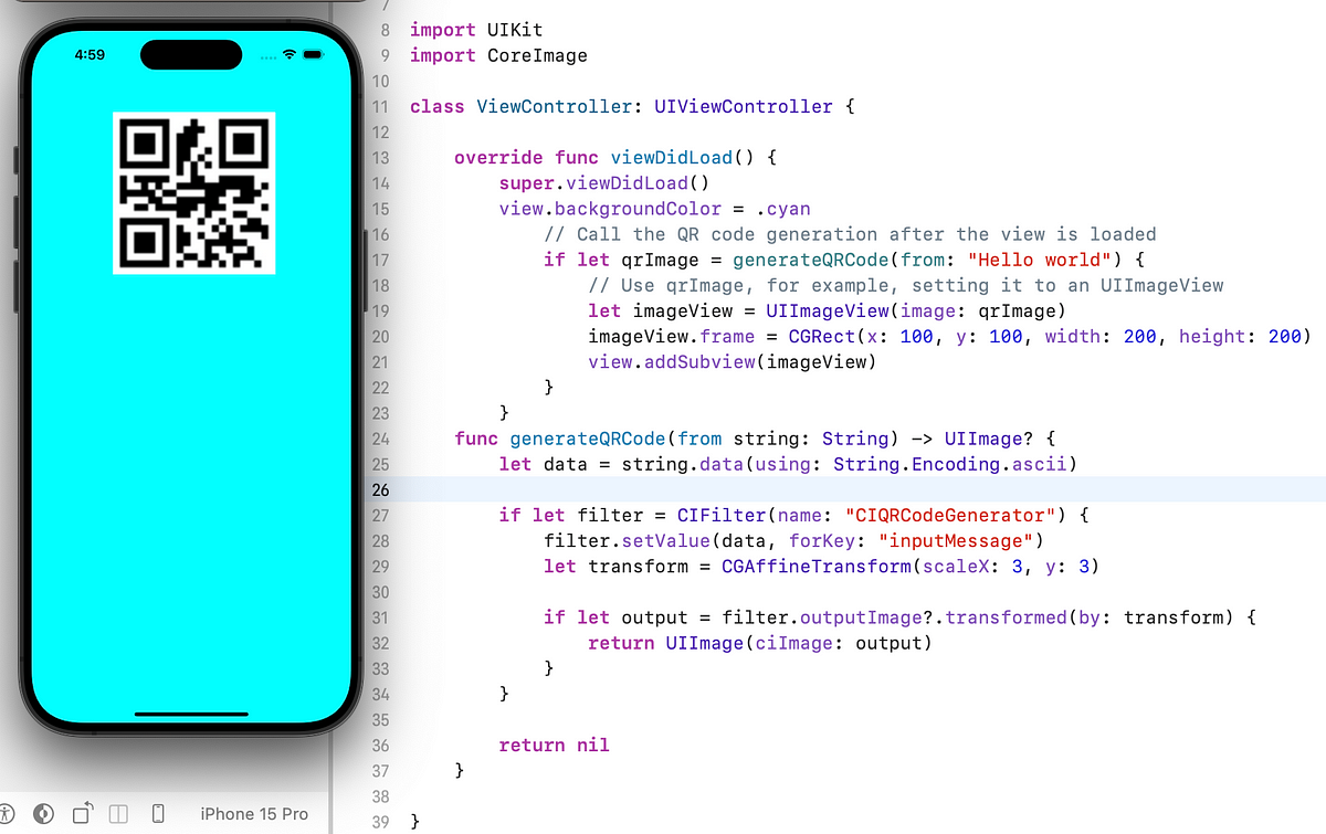 Generate a QR Code from String in Swift | by Tanishq Arora | Medium