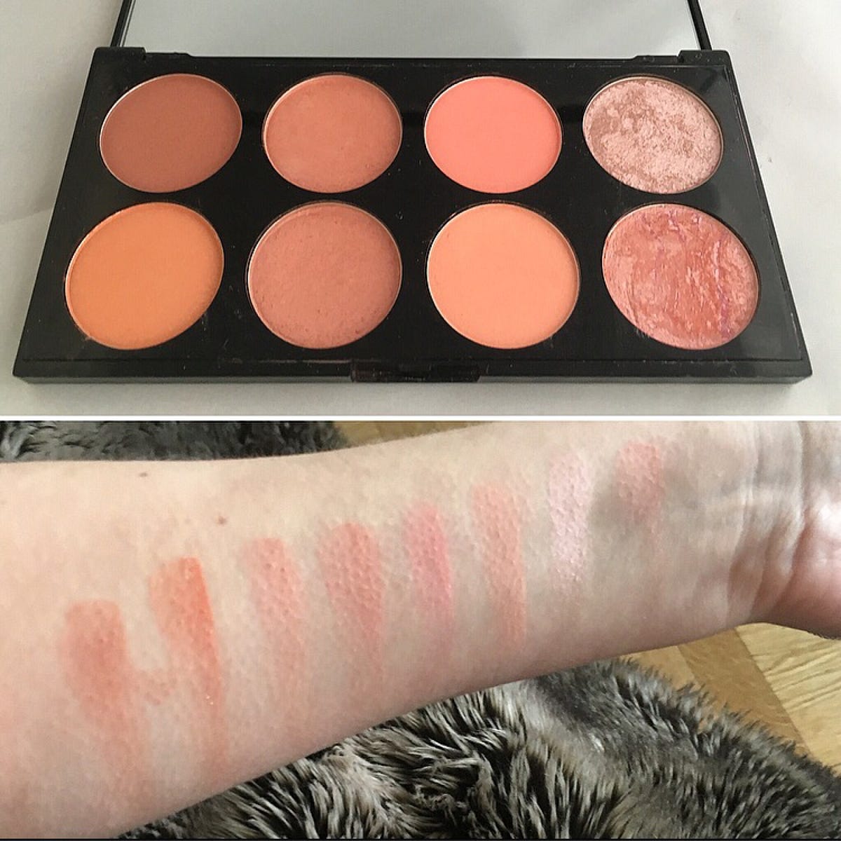 Swatches of Makeup Revolution's Ultra Blush Palette in Hot Spice. | by liz  | Medium