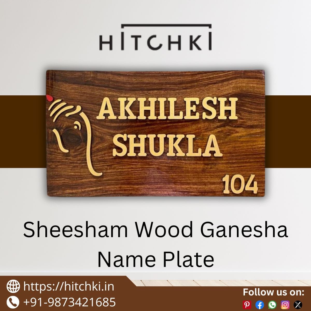 Sheesham Wood Ganesha Name Plate Infohitchki.in Medium