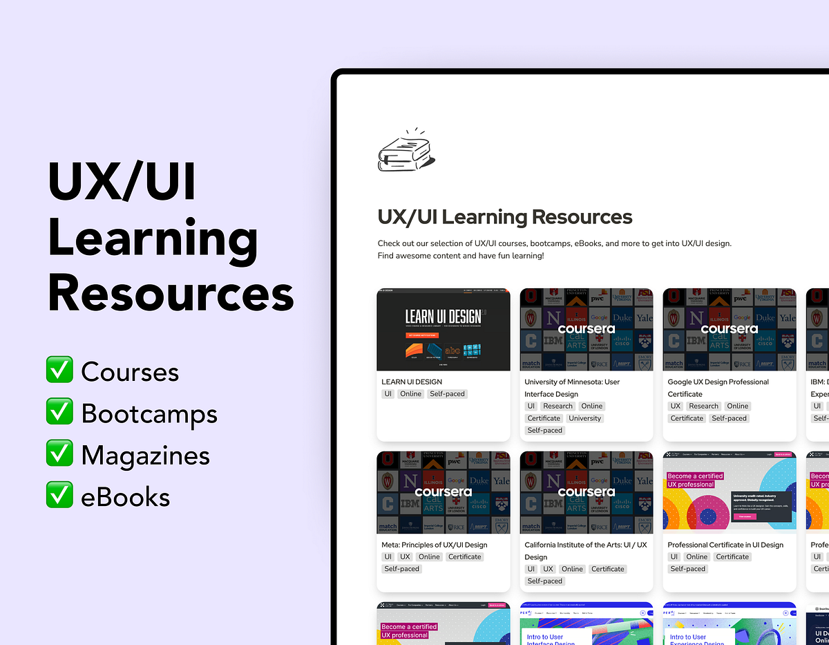 Learning Resources for UX/UI Design Learners! | by ux.psy | Mar, 2024 ...