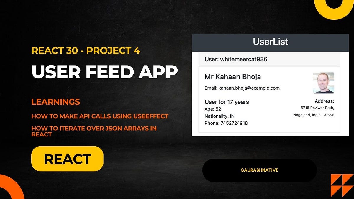 React 30Project 4 Building a User Feed App with React.js by Saurabh