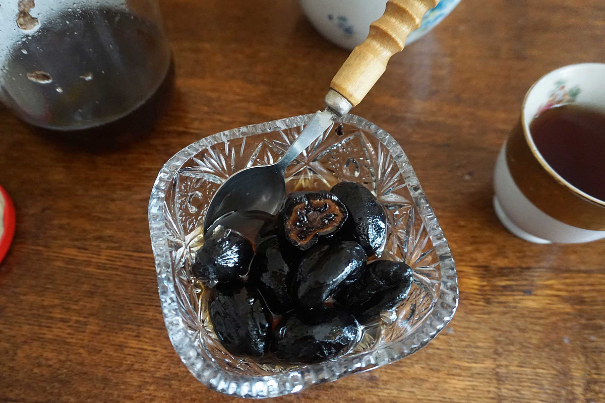 Eating walnuts whole, in Armenia. Check out these walnuts! These are