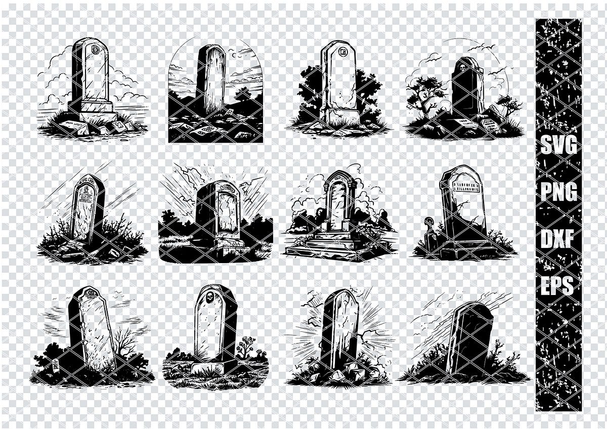 GRAVEYARD TOMBSTONES SVG, Cemetery Headstones Svg Files For Cricut