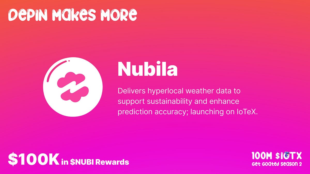 IoTeX Launches Get Goated Season 2 with 100M IOTX and NUBI Tokens | DePIN  Scan