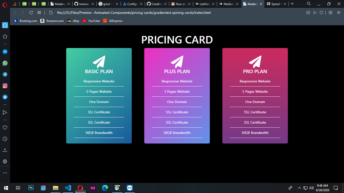 Creating Colorful Animated Price Cards In HTML and CSS, bootstrap | by ...