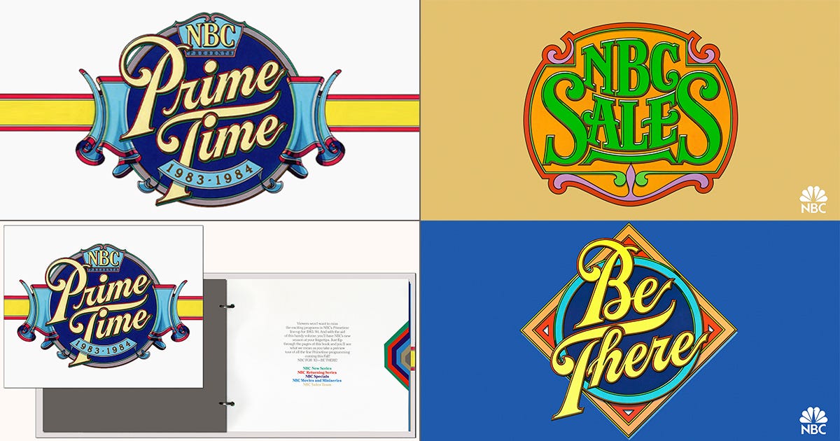 NBC Prime Time Launch. Design, Art Direction, Creative Directions: Vazken Kalayjian. Executive Leadership: Mike Mohamad, Charles Blake, Elaine Zeitsoff. Department: NBC Network Advertising, On-Air Promotion and Marketing. Lettering: Gerard Huerta.