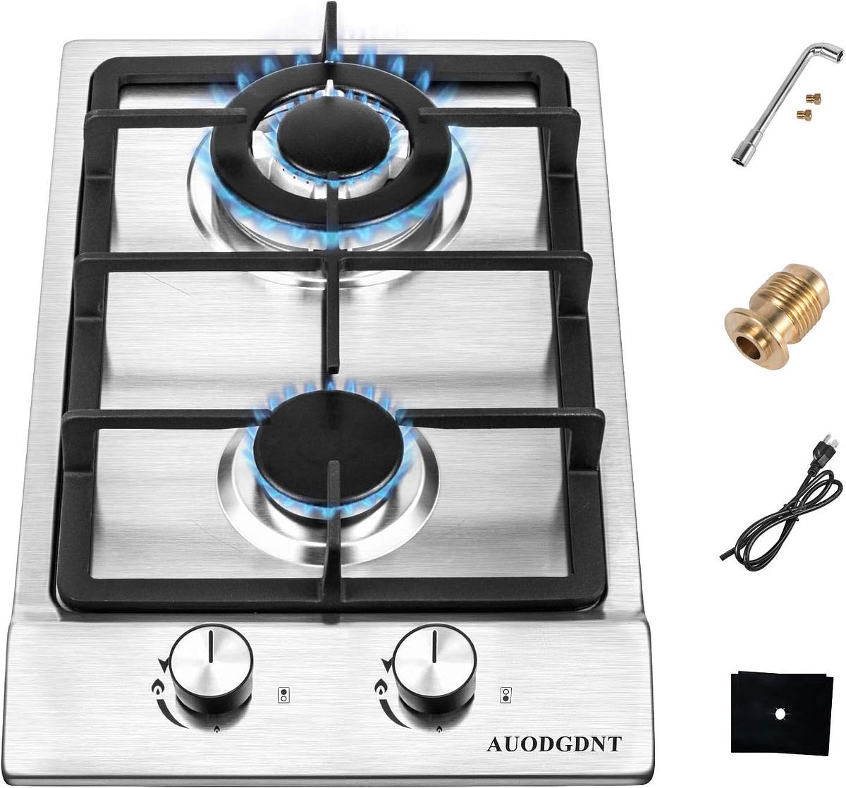  Dual Burner Gas Countertop Stove, Built-in Gas Cooktop, Black  Tempered Glass Gas Stovetop 2 Burner for Home Kitchen Rvs Apartments