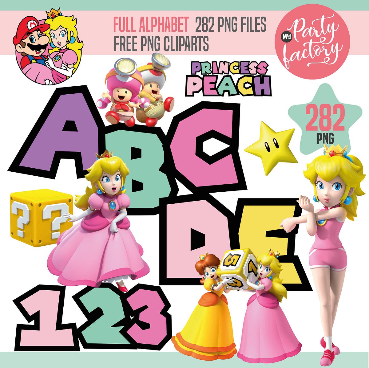 Princess Peach Alphabet, Princess peach Font, Free Peach PNG Clipart ...