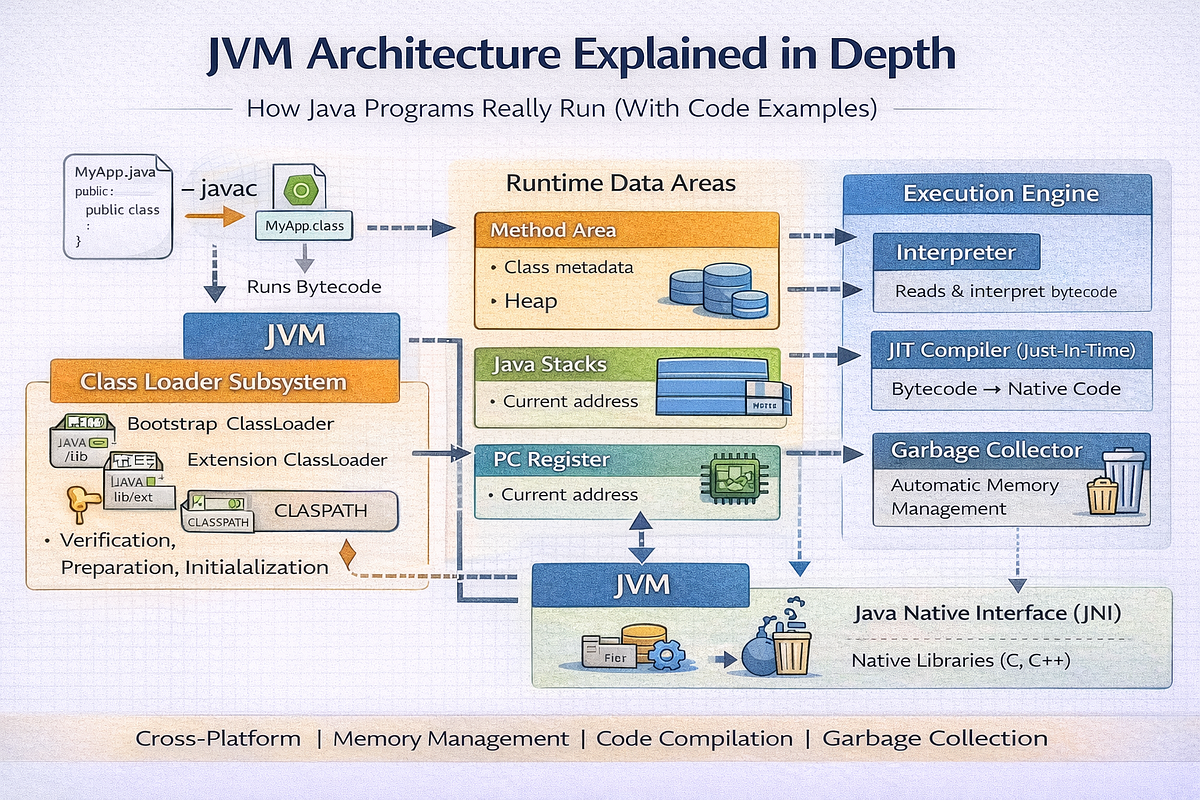 A deep dive into JVM internals including class loaders, heap memory ...