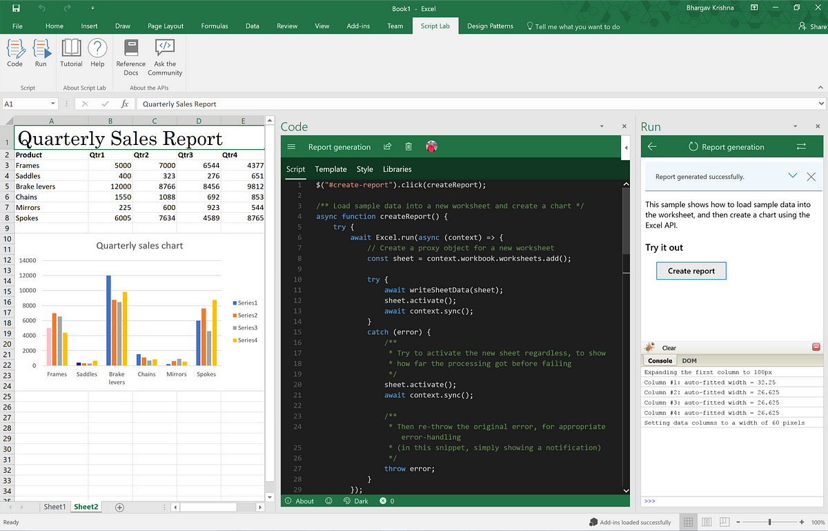You can write JavaScript in Excel! | by Bhargav Krishna | Script Lab ...