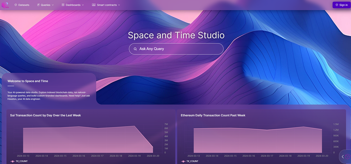 How to register Space and Time Studio and run their first query using ...