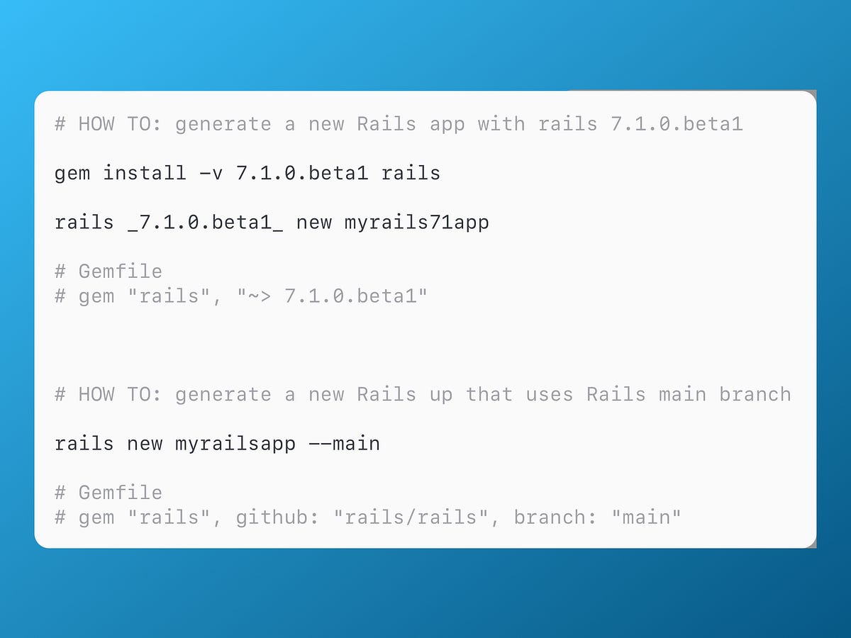 How to create a new Rails app running Rails 7.1 beta or main branch ...