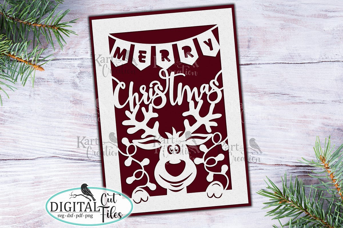 Cricut Christmas Card Svg, Deer Card Svg, Merry Christmas Card, Funny 