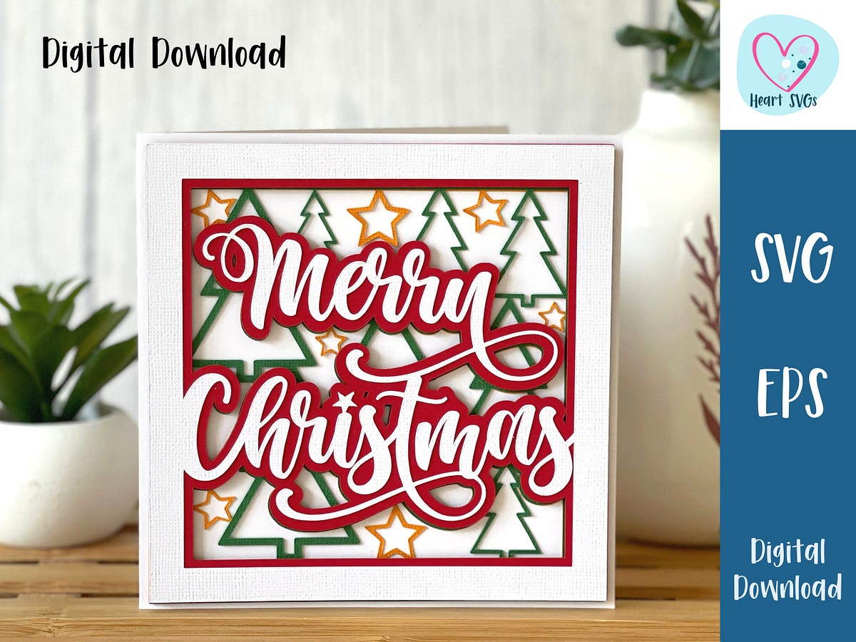 Christmas Card Trees SVG | Merry Christmas | Layered SVG | SVG Files ...