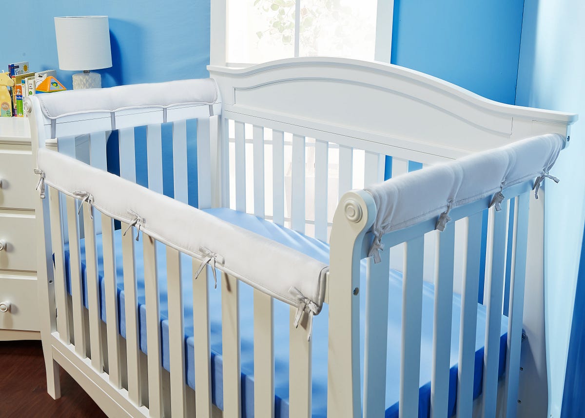 White 3Piece Padded Baby Crib Rail Cover Set Everyday Kids Medium