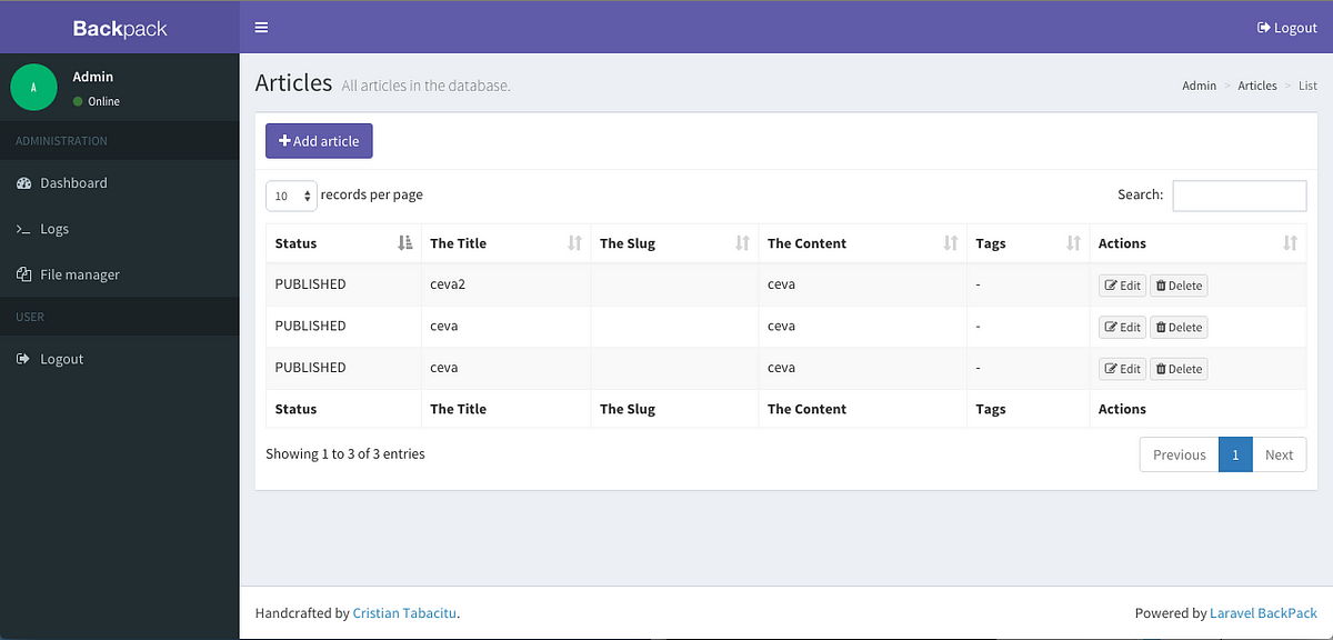 Laravel Backpack. Quickly build an admin interface for… | by LaravelFeed |  Medium