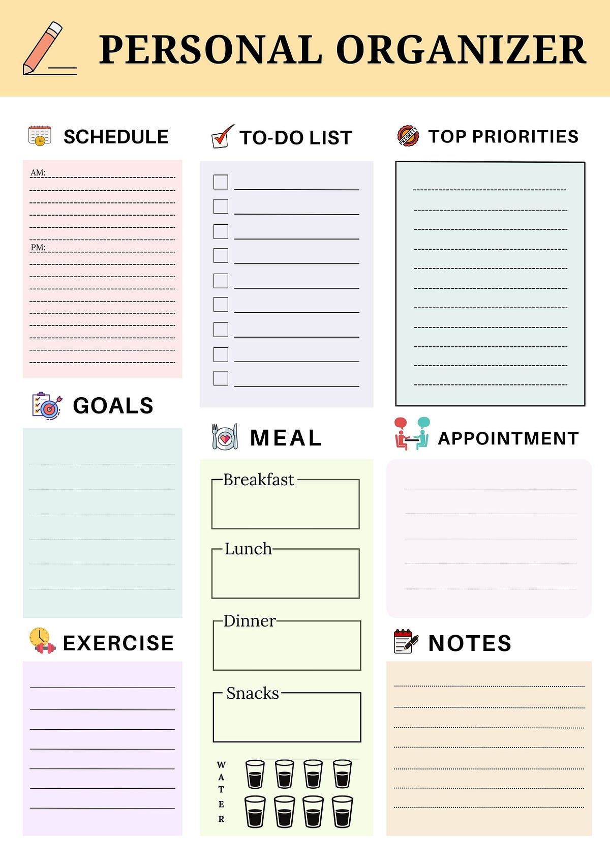 Printable Personal Organizer — Daily Planner Template Free Download