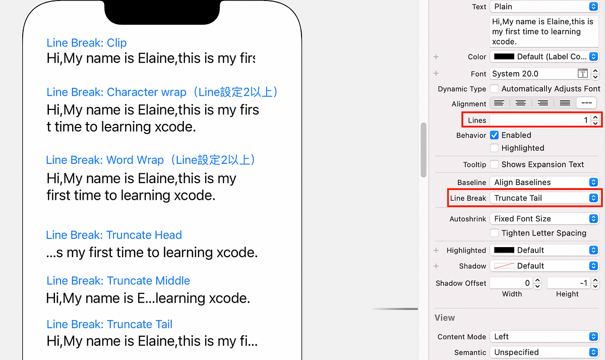 Xcode UILabel Line Breaks、Autoshrink、Shadow 彼得潘的 Swift iOS App 開發教室