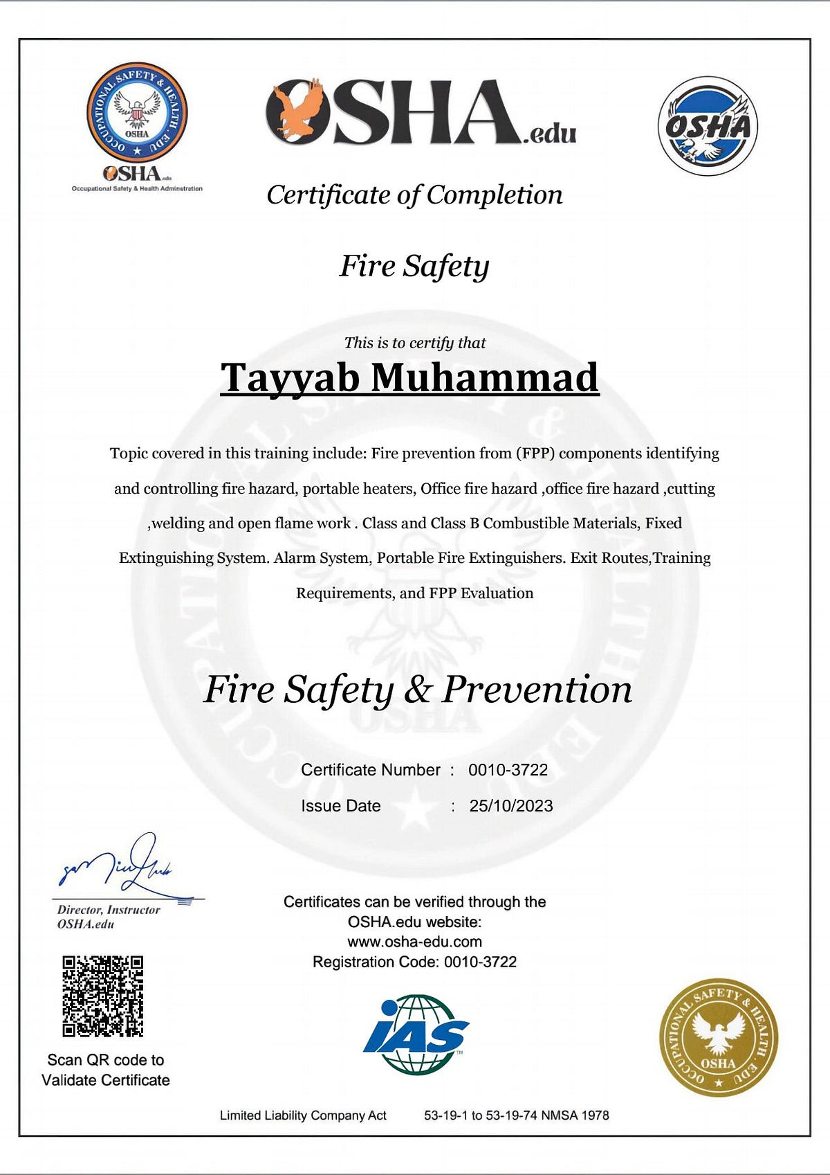 Fire Safety Certification from OSHA Edu Your Passport to International