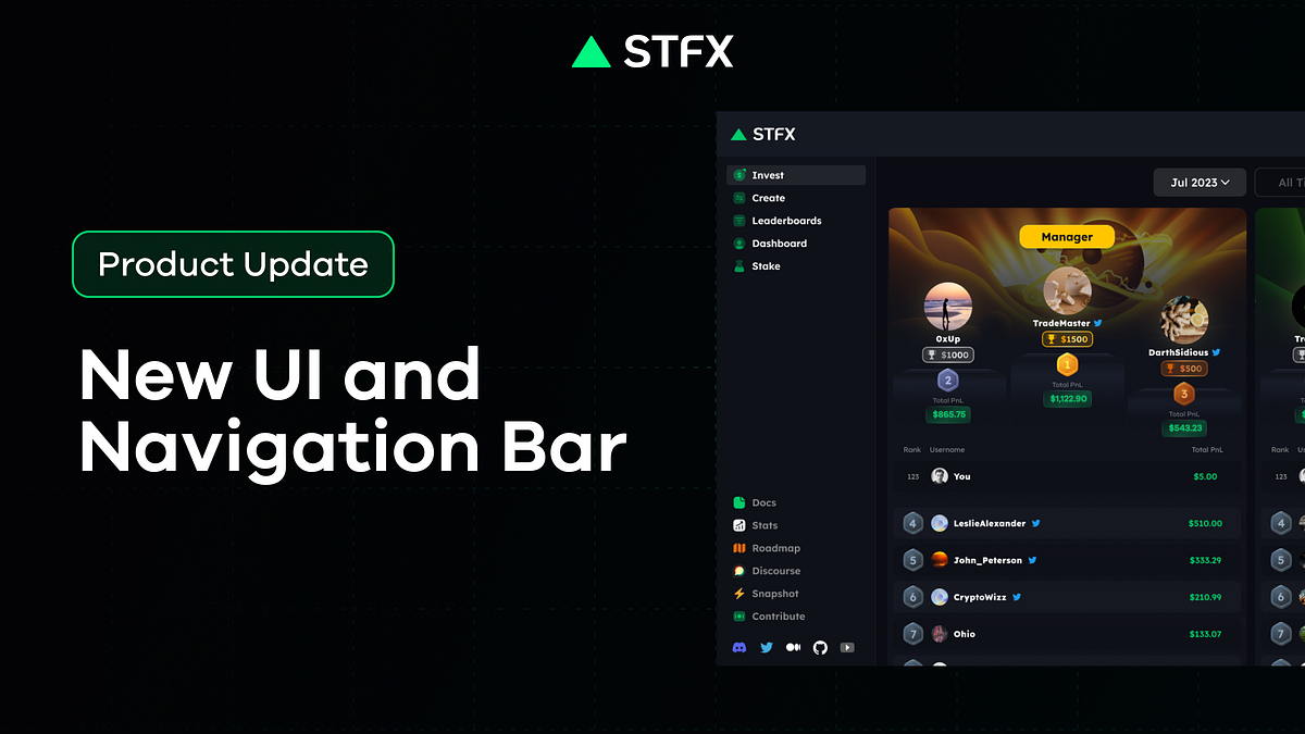 UI Update: New Navigation Bar. STFX is the #1 crypto copytrading… | by ...
