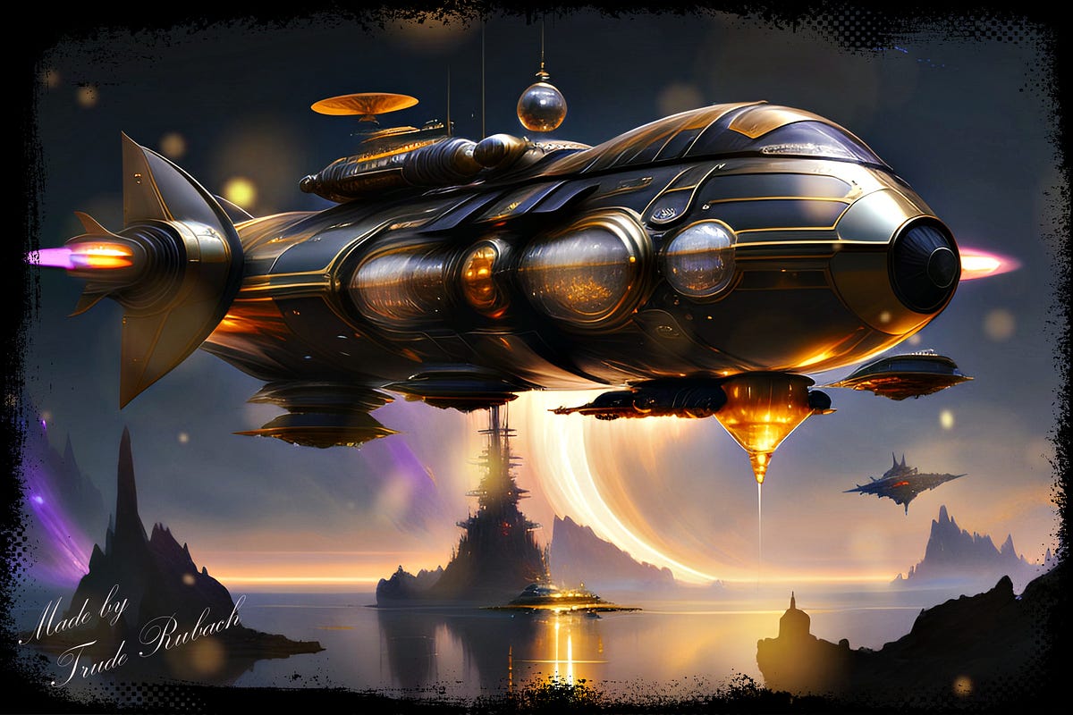 Steampunk spaceship - Trude Rubach - Medium