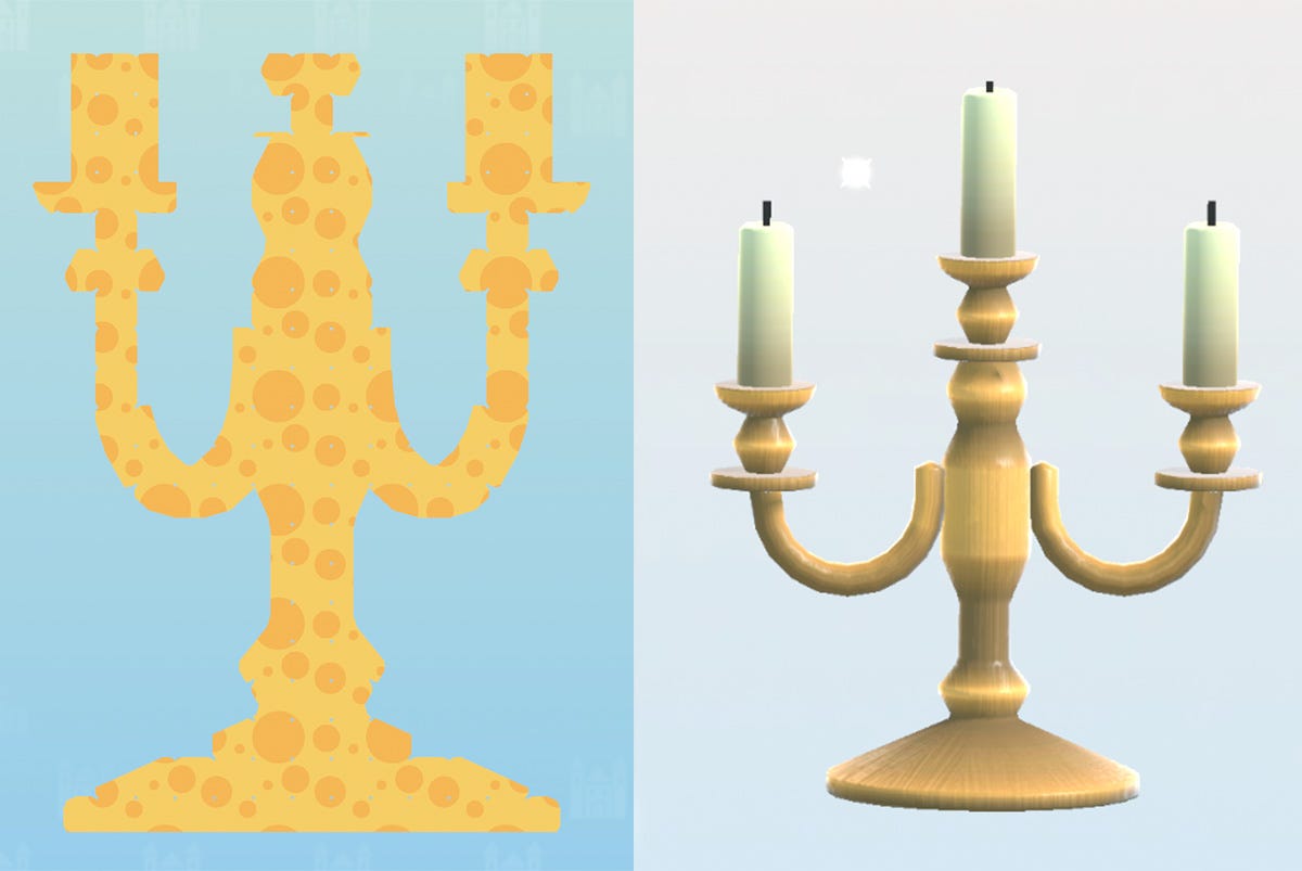 The final form of the candelabra is revealed.