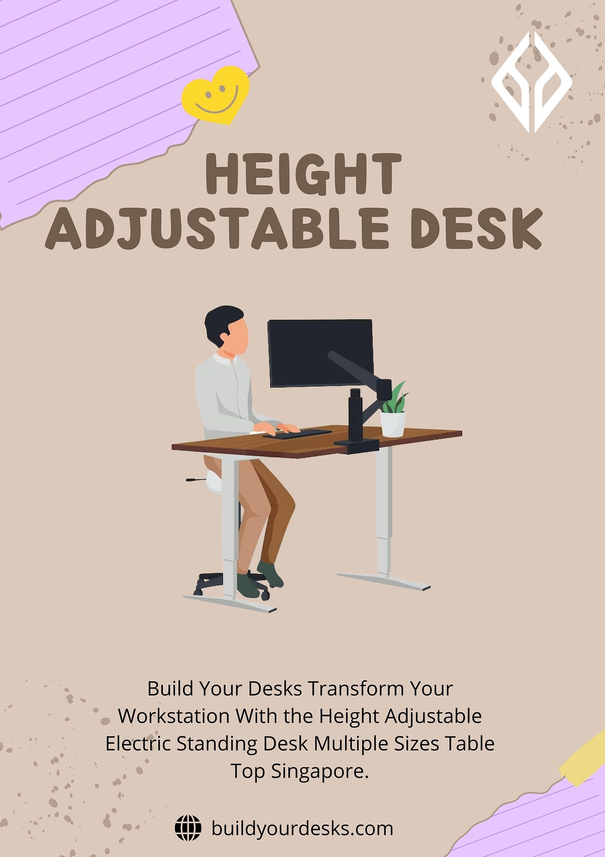 Height adjustable desk Build Yourdesk Medium