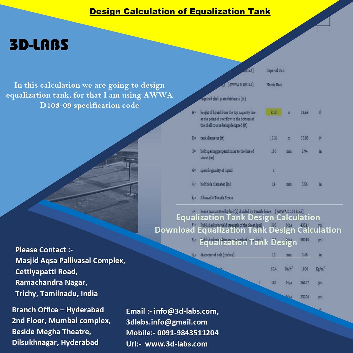 design calculation of equalization tank Design manager Medium
