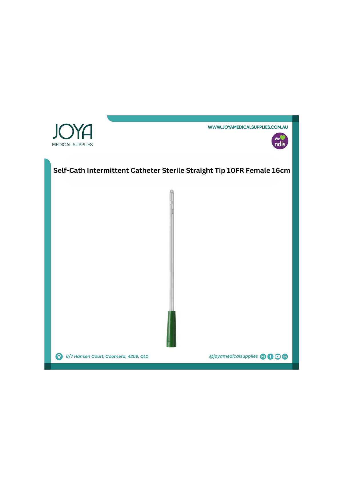 SelfCath Intermittent Catheter Sterile Straight Tip 10FR Female 16cm