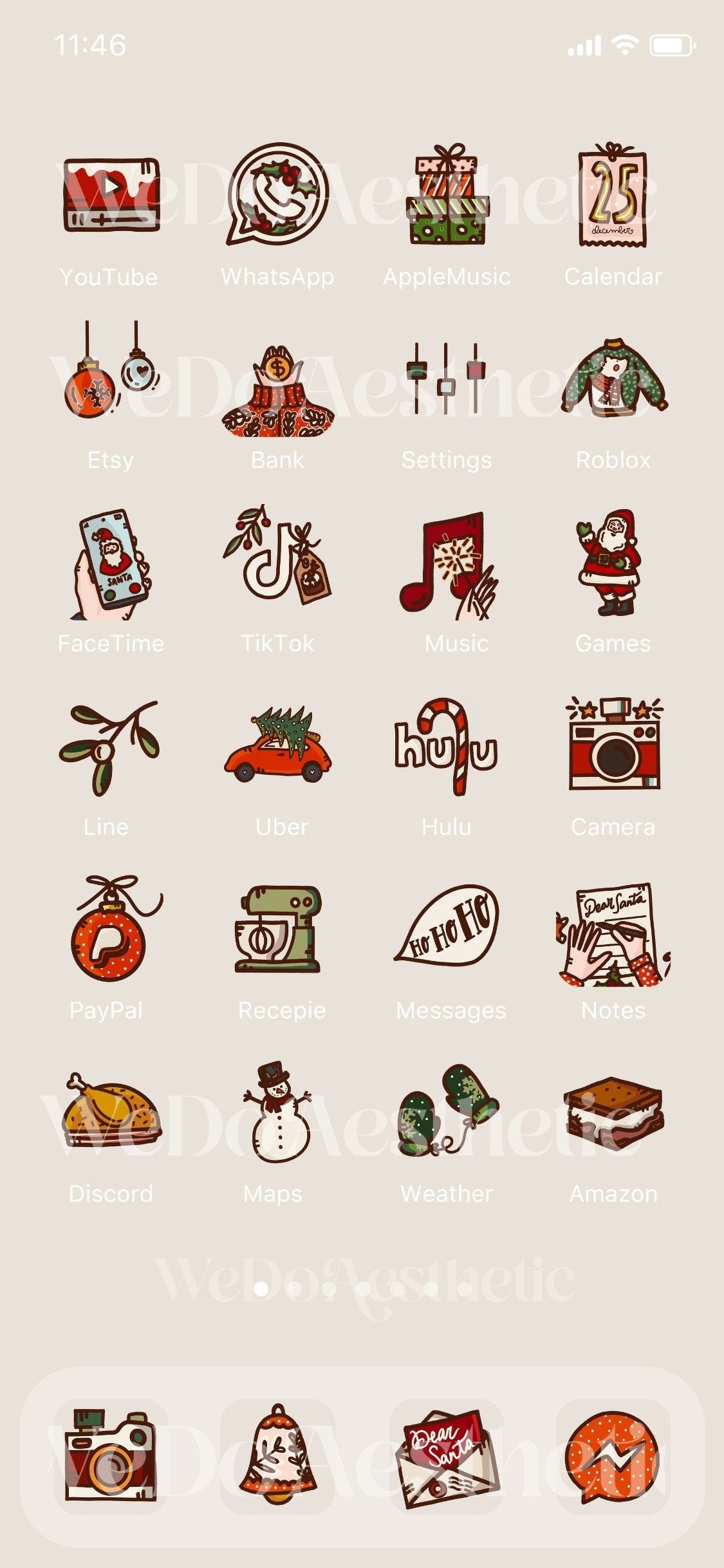 Christmas MAIN PACK — Hand Drawn IOS17 Natural App Icon Pack, IOS16 ...