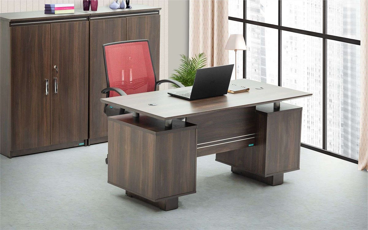 Buy Midcentury Writing Table With 3 Drawers & 1 Door online at best