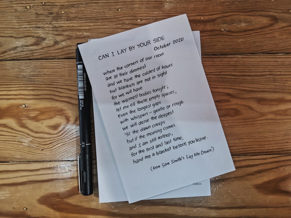 Can I Lay By Your Side October 2020 from Sam Smith’s Lay Me Down scriptsonscratch scripts on Can I Lay By Your Side October 2020 from Sam Smith’s Lay Me Down scriptsonscratch scripts on