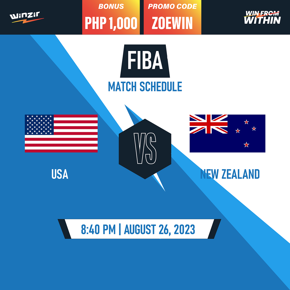 FIBA WORLD CUP USA vs. New Zealand by Winzir Sportsbook Unofficial