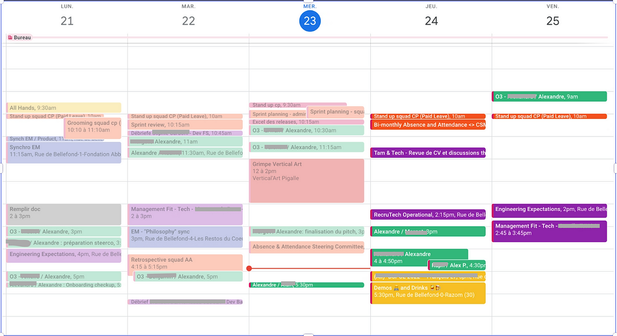 An Engineering Manager weekly schedule | by Alexandre Peysale | Medium