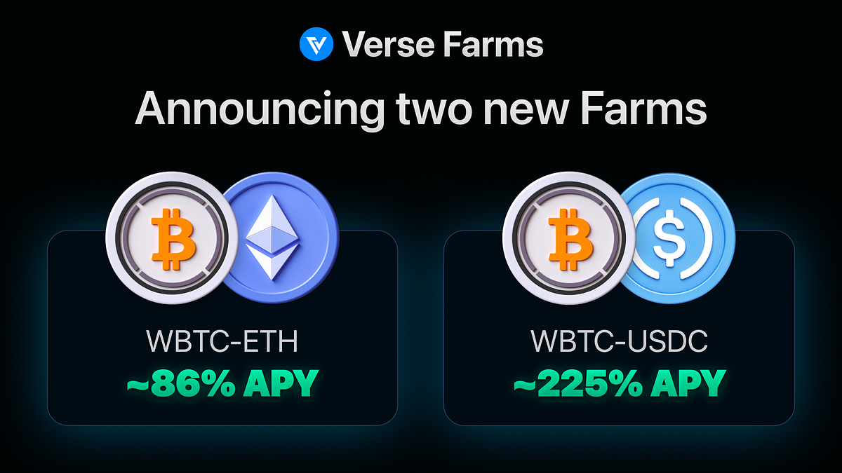 New Bitcoinbased Verse Farms. Earn APY on Bitcoin assets in DeFi by