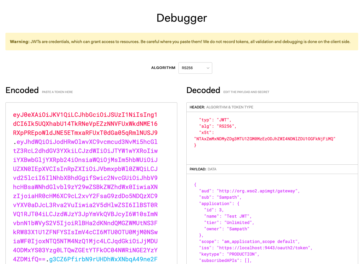 How to utilize 3rd party libraries like nimbus-jose and jwt.io to use x5t  fingerprint to verify and validate JWT created by WSO2 API Manager | by  Sampath Rajapakse | Medium