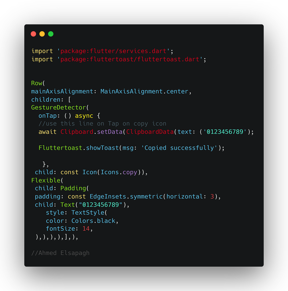Clipboard In Flutter • عشان تتيح للمستخدم ميزة نسخ محتوى معين، يتم