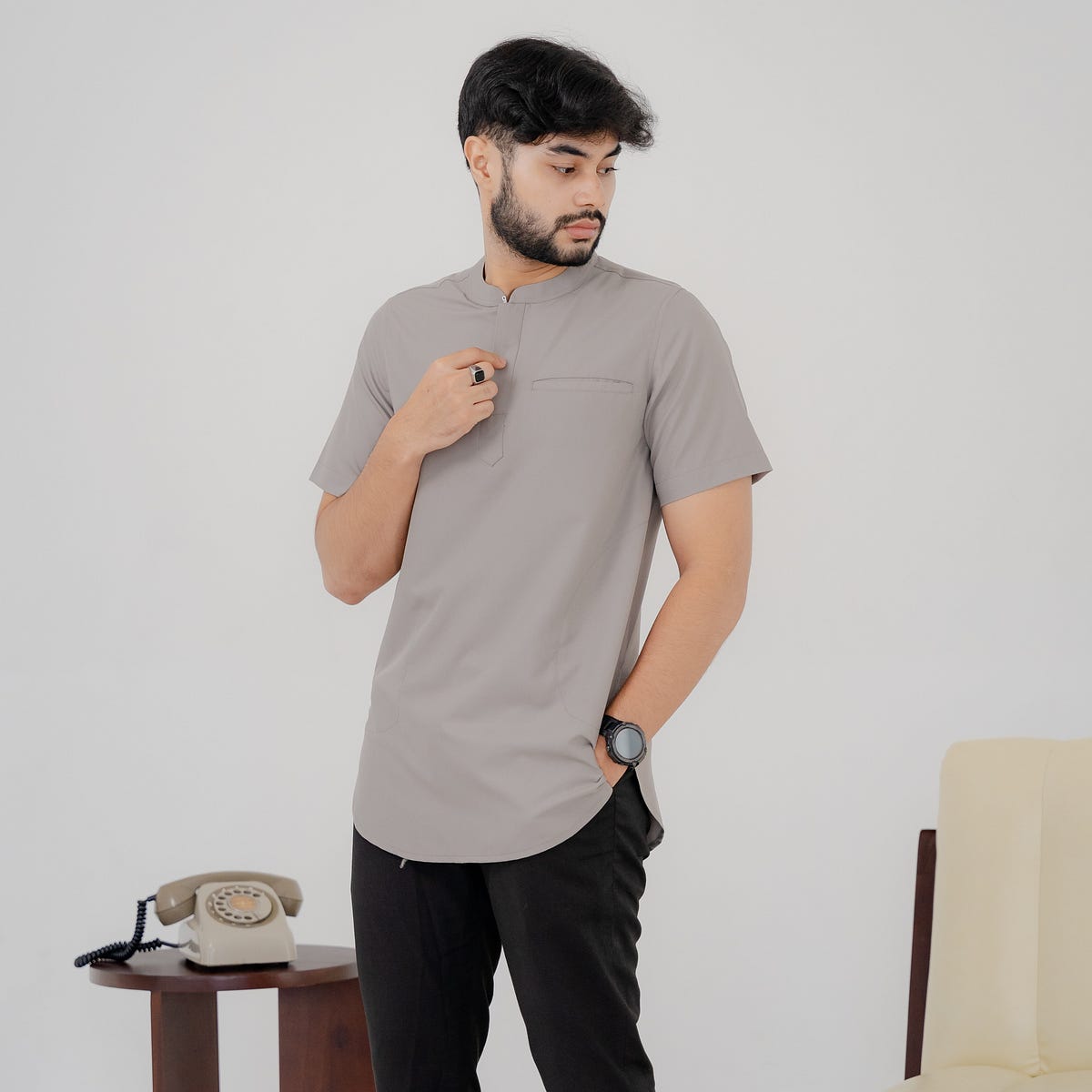 Watchout Casual Sleek Simple Baju Koko Pria