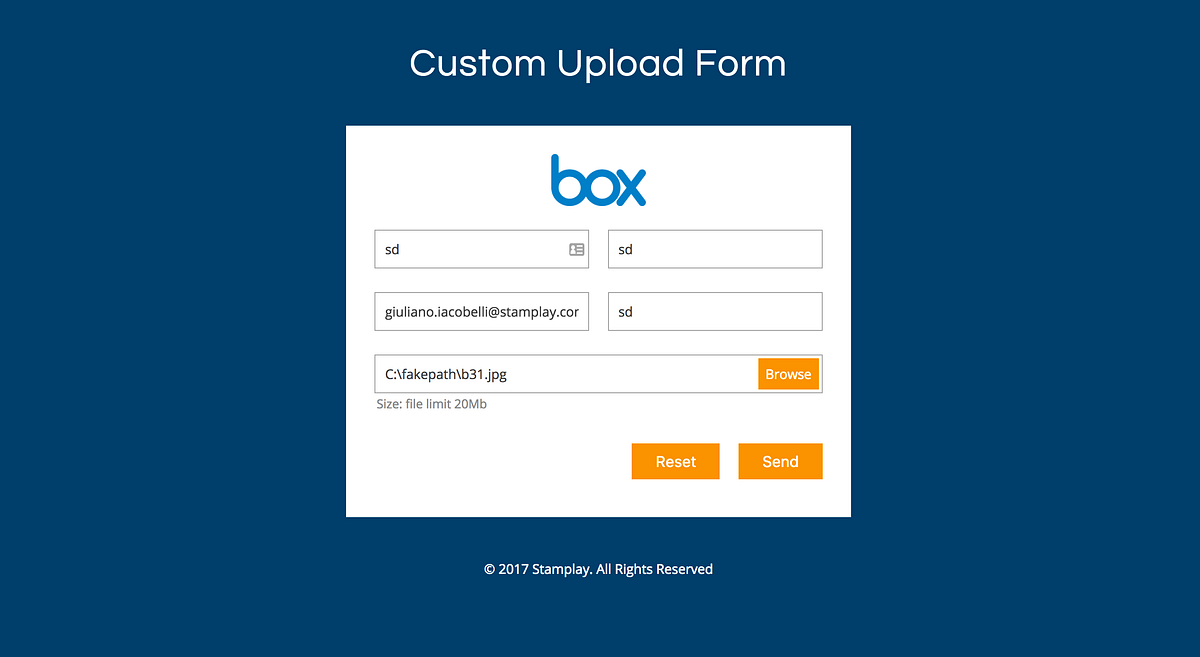 Create a web form and upload files to Box with Box Platform and