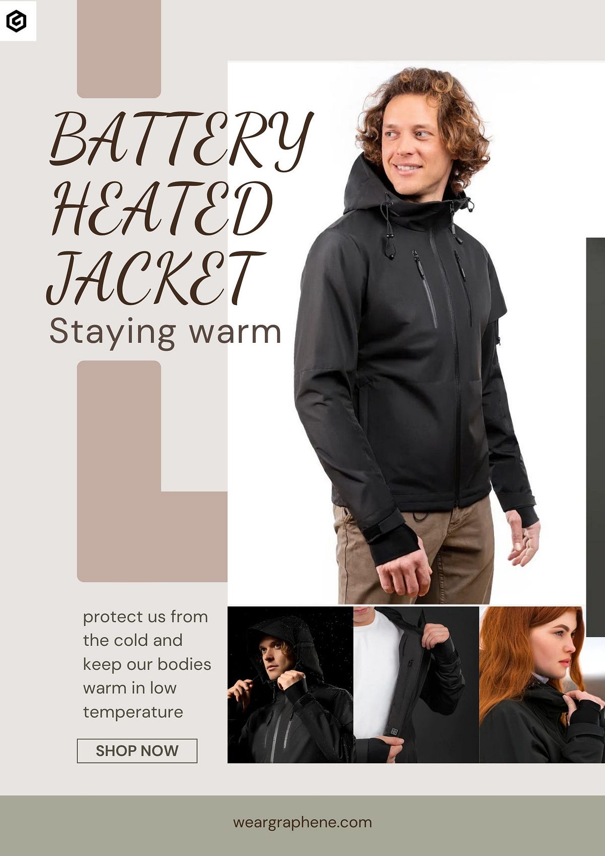 Battery heated jacket: Thin and light. - Weargraphene - Medium