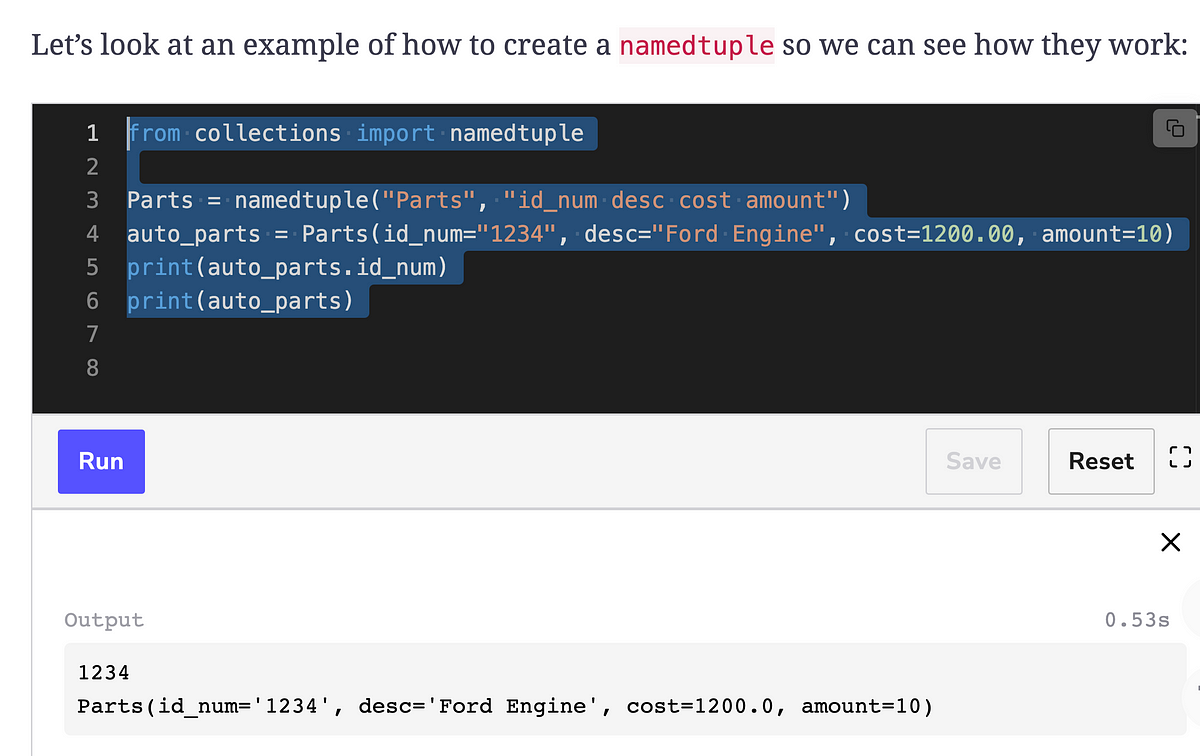 Python :NamedTuple. Let’s discover namedtuple and its… | by Prem ...