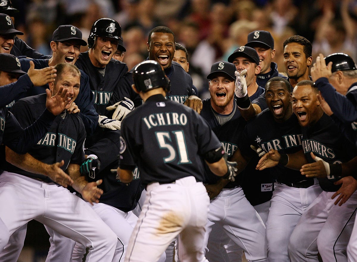 Seattle Mariners' Ichiro Suzuki eyes his soft liner that falls in for a  single in the first inning against the San Diego Padres of a baseball game  Saturday, June 12, 2010. (AP