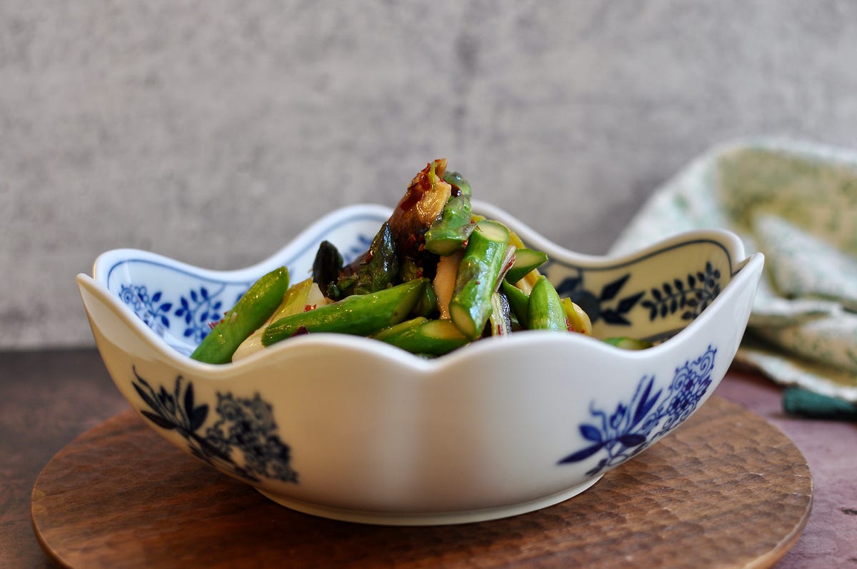 StirFried Asparagus with Scallops and Mushroom by Jipbap Mama Medium